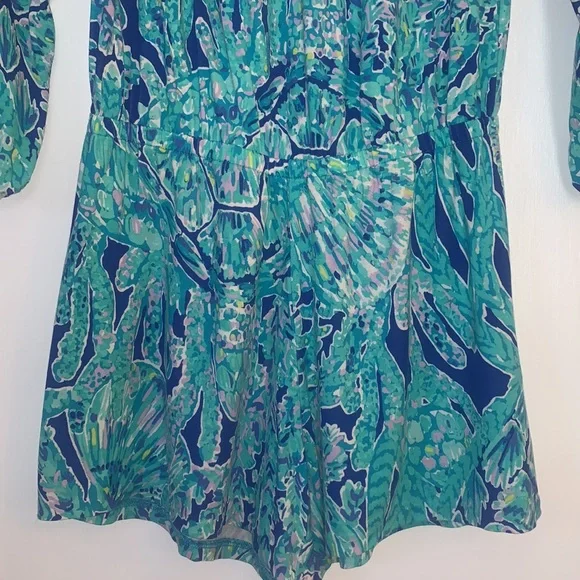 Lilly Pulitzer Lana Romper XXS Tortuga Time EUC Off Shoulder - Picture 5 of 14